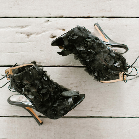 Badgley Mischka Desire Open-Toe Bootie 7 Black - Picture 8 of 14